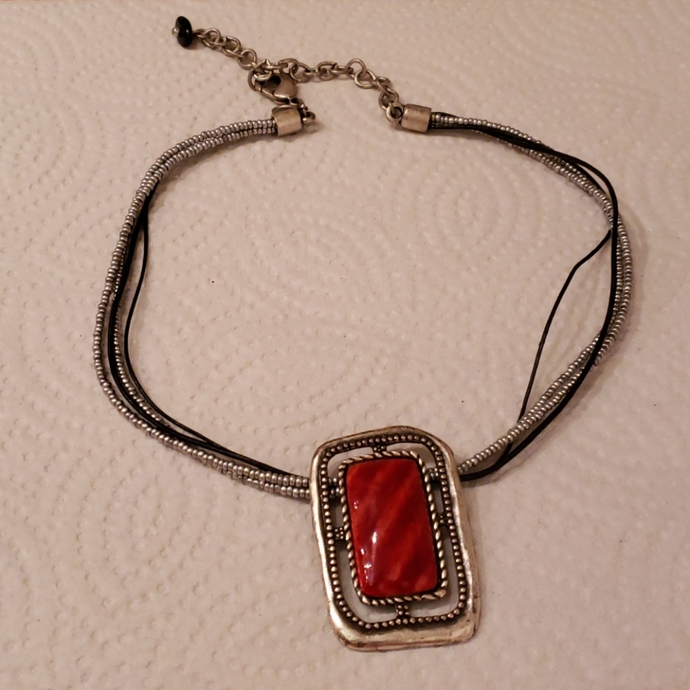 Chico's red stone necklace